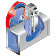 Extraneous-air inlet for WM-G10      There are versions for connection from above, below, or – as shown here – from the rear