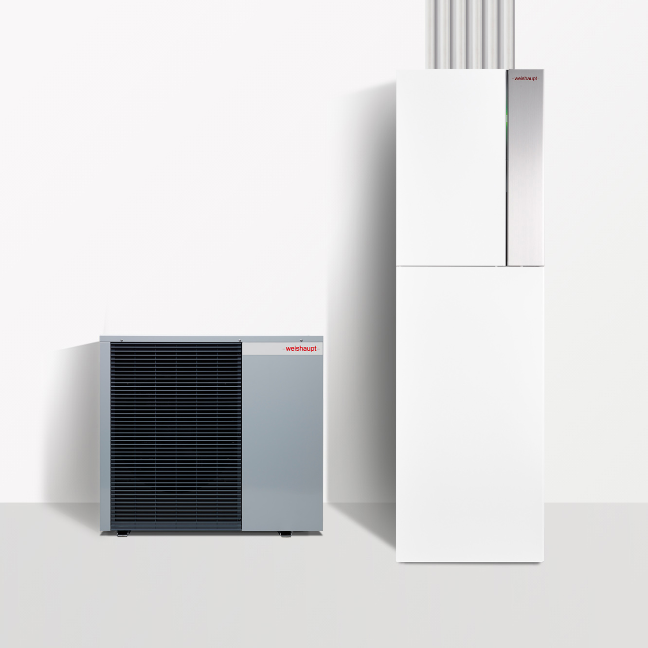 Weishaupt split heat pump with integrated DHW heating (WWP LS K)
